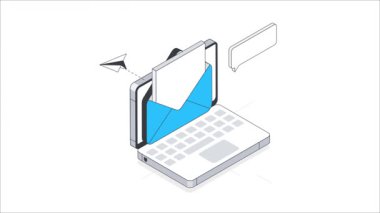 Spam Email Isometric Animasyon. MP4 Dosyası