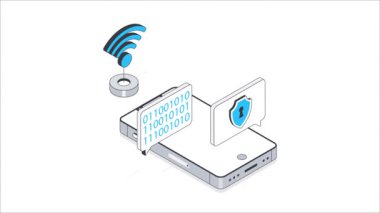 Isometric Animasyon 'u güvenli bir şekilde mesajlaştır. MP4 Dosyası