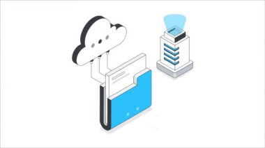 Bulut Dizini Isometric Animasyon. MP4 Dosyası