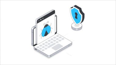 Web Virüsü Isometric Animasyonu. MP4 Dosyası