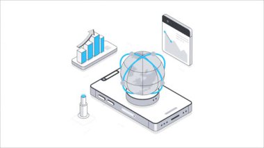 Globe Growth Isometric Animasyon. MP4 Dosyası