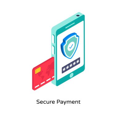 Güvenli Ödeme Isometric Vektör İllüstrasyonu