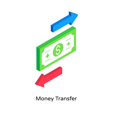 Para Aktarımı Isometric Vektör İllüstrasyonu