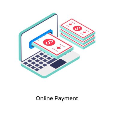 Çevrimiçi Ödeme izometrik vektör çizimi