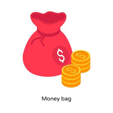 Para çantası Isometric Vektör İllüstrasyonu