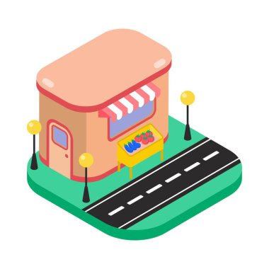Sebze Dükkanı Isometric vektör çizimi 