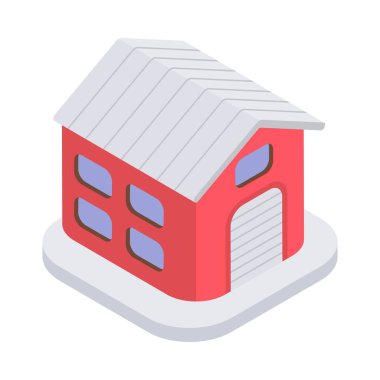 Araç Garajı Isometric vektör İllüstrasyonu 