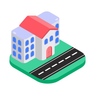 Adliye binaları Isometric vektör illüstrasyonu 