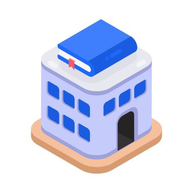 Kütüphane Isometric vektör İllüstrasyonu 