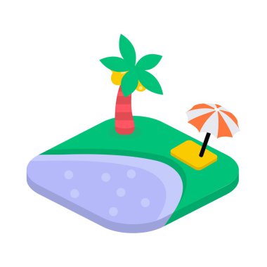 Plaj Isometric vektör çizimi 