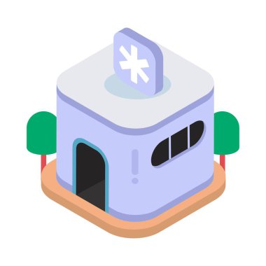 Hastane Isometric vektör çizimi 