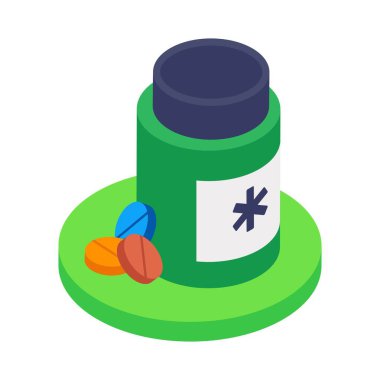 Pills Bottle   Isometric Vector Illustration 