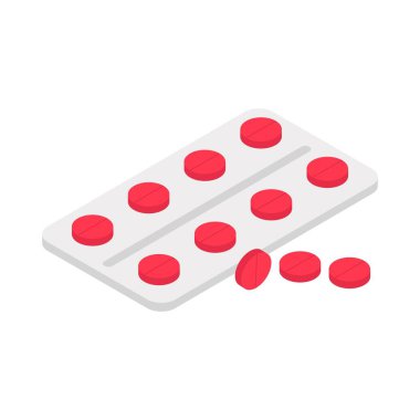 Pills Strip   Isometric Vector Illustration 