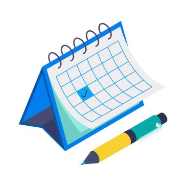 takvim izometrik vektör çizimi 