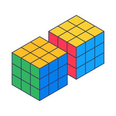 Rubik's Cube Isometric vector Illustration 