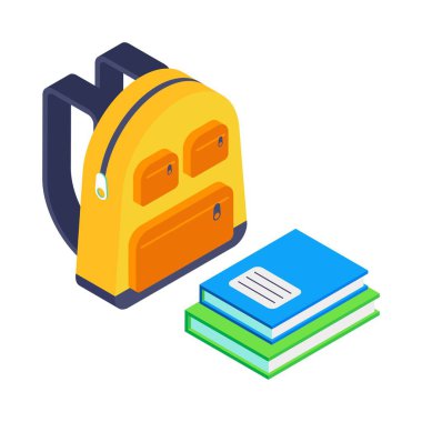 School Bag Isometric vector Illustration 
