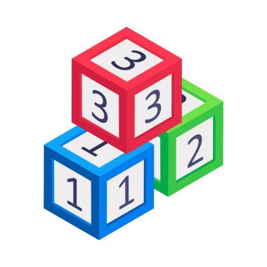 Counting Blocks Isometric vector Illustration 