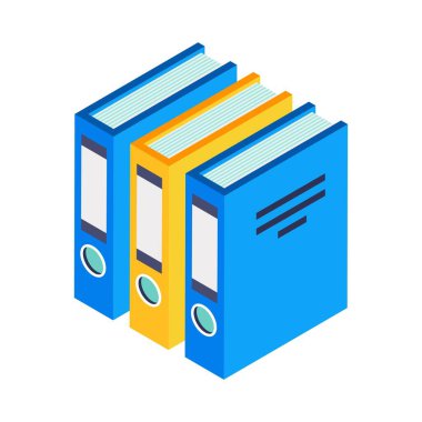 Ofis Dosyaları Isometric Vektör İllüstrasyonu 