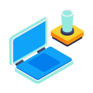 Stamp Isometric vector Illustration 