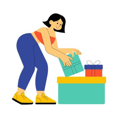 Hediye Avı Düz Vektör İllüstrasyonu 