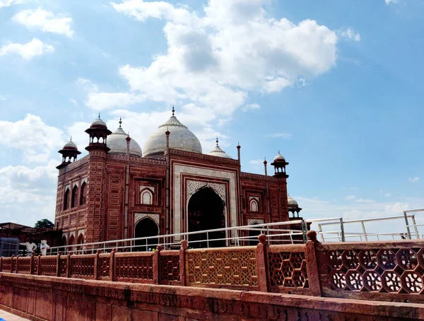 Taj Mahal Masjid Készítette Mughal Császár Shahjahan Ősi Épület Turisztikai — Stock Fotó