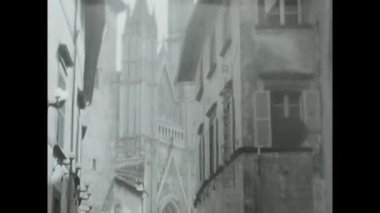 Orvieto, İtalya Mart 1950: Orvieto katedrali 1950 'lerde siyah beyaz yapının detayları