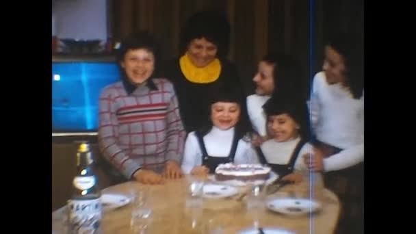 Palermo Italy May 1970 Birthday Twin Girls Blow Cake — Stock Video