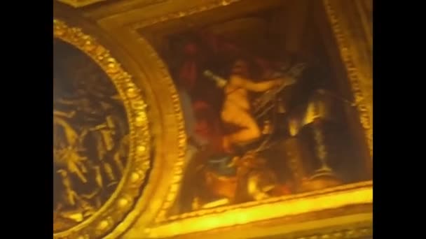 Indebuurt Netherlands May 1970 Historic Building Interior View Frescoes 70S — Stock Video
