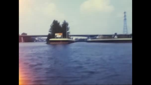 Oise France Juni 1970 Ägg Vid Rodret Båten Floden Med — Stockvideo