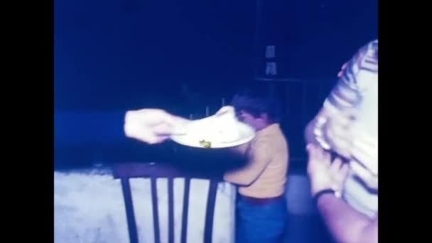Palermo Italy March 1970 Women Eat Cake Party 70S — Video Stock