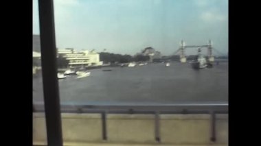 london, united kingdom may 1970: tower bridge landscape in the 70s