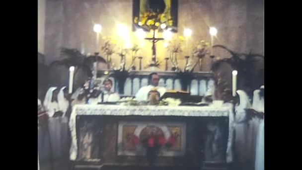 Palermo Italy May 1980 Church Ceremony First Communion Children Dressed — Video