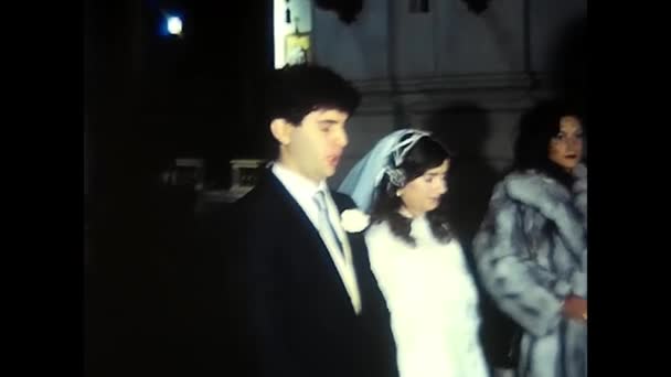 Palermo Italy December 1980 Wedding Celebration Two Spouses Church Priest — Stock video
