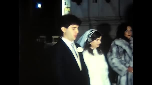 Palermo Italy December 1980 Wedding Celebration Two Spouses Church Priest — Stok video