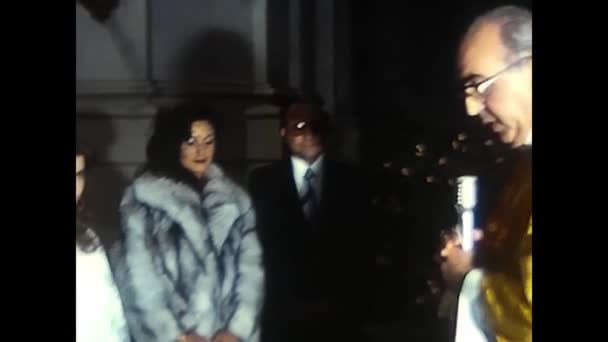 Palermo Italy December 1980 Wedding Celebration Two Spouses Church Priest — Stok video