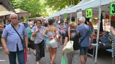 terni, italy july 19 2023: video footage of people at the market shopping from street vendors