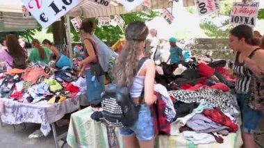 terni, italy july 19 2023: video footage of people at the market shopping from street vendors