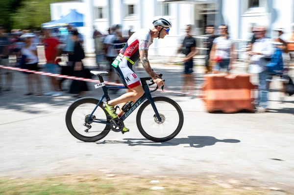 テルニ イタリア 2023 道路上の自転車でサイクリストの写真を計画 — ストック写真