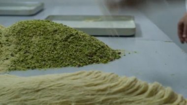 Geleneksel hindistancevizli tatlı baklavası. Ev yapımı fındıklı ve ballı baklava..