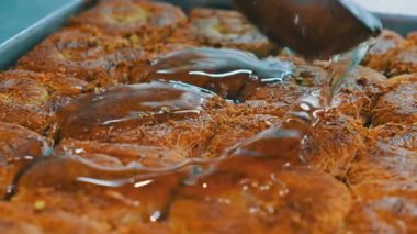 Geleneksel hindistancevizli tatlı baklavası. Ev yapımı fındıklı ve ballı baklava..