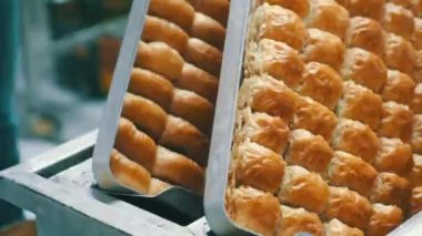 Geleneksel hindistancevizli tatlı baklavası. Ev yapımı fındıklı ve ballı baklava..