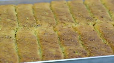 Geleneksel hindistancevizli tatlı baklavası. Ev yapımı fındıklı ve ballı baklava..