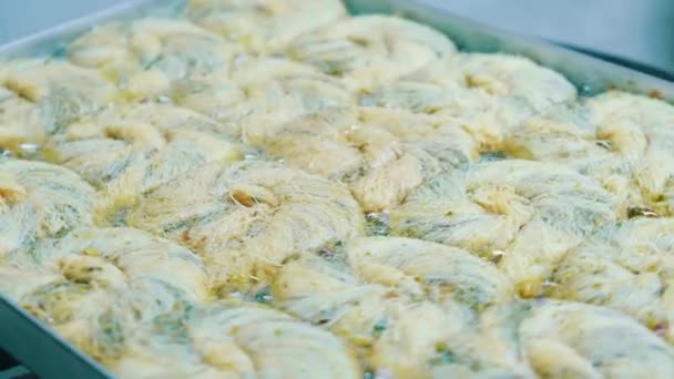 Makanan Penutup Tradisional Turki Baklava Dengan Jambu Mete Kenari Baklava — Stok Video