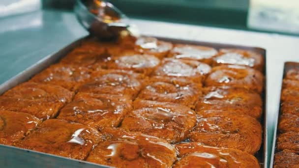 Baklava Dessert Turc Traditionnel Avec Noix Cajou Noix Baklava Maison — Video