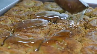 Geleneksel hindistancevizli tatlı baklavası. Ev yapımı fındıklı ve ballı baklava..