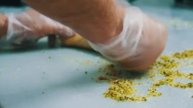 Geleneksel hindistancevizli tatlı baklavası. Ev yapımı fındıklı ve ballı baklava..