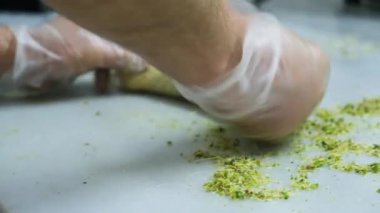 Geleneksel hindistancevizli tatlı baklavası. Ev yapımı fındıklı ve ballı baklava..
