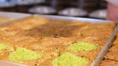 Geleneksel hindistancevizli tatlı baklavası. Ev yapımı fındıklı ve ballı baklava..