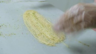 Geleneksel hindistancevizli tatlı baklavası. Ev yapımı fındıklı ve ballı baklava..