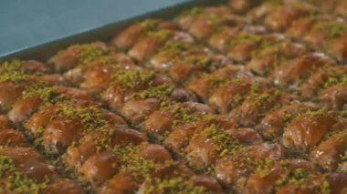Geleneksel hindistancevizli tatlı baklavası. Ev yapımı fındıklı ve ballı baklava..